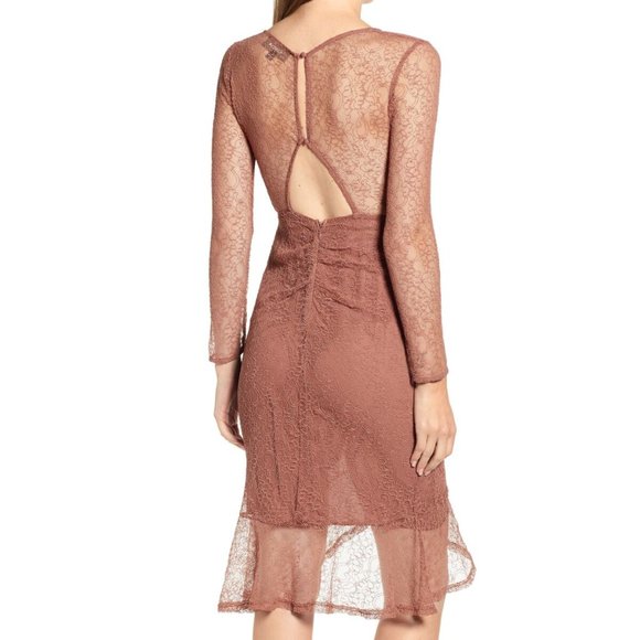 4SI3NNA Dusty Rose Lace Dress Long Sleeve, XS - Picture 4 of 8